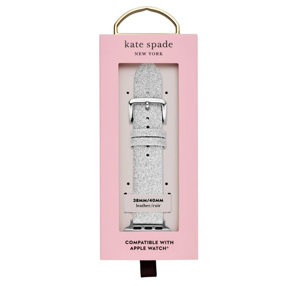 kate spade Accessories - NIB Original KATE SPADE Apple Watch® Strap Silver Glitter Leather 38 / 40mm